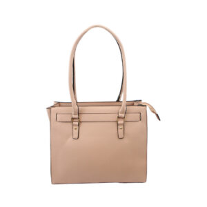 Shoulder bag with structured design, double top handles and spacious interior for everyday or office use.