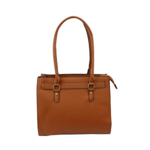 Shoulder bag with structured design, double top handles and spacious interior for everyday or office use.