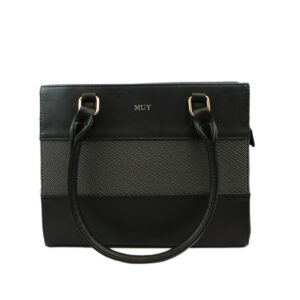 Shoulder bag with structured panel design, double top handles and spacious interior for everyday use.
