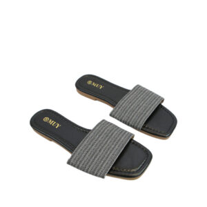 Wide strap design with a cushioned flat footbed sandal