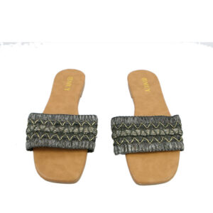 Woven strap detail with a comfortable flat footbed sandal
