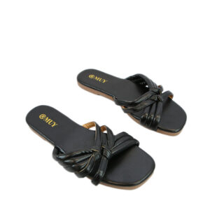 Twisted strap design with a cushioned flat footbed sandal