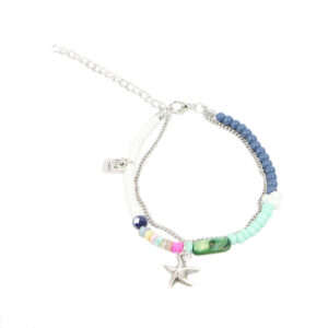 Beaded anklet set with chain and star charm