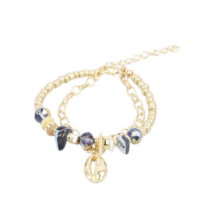 Beaded charm bracelet with chain and mixed pendant details