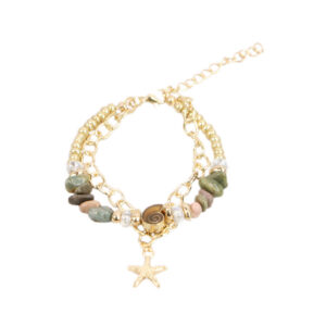 Beaded charm bracelet with star detail and chain design