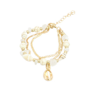 Beaded charm bracelet with shell and chain detail