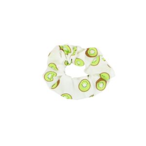 Printed fabric scrunchie with elastic hold for everyday styling.