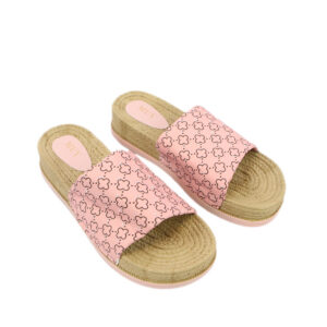 Printed espadrille slide sandals.