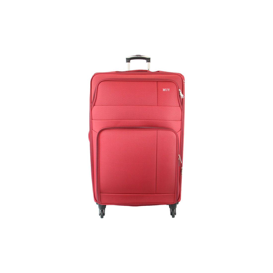 Large expandable soft suitcase with smooth rolling wheels