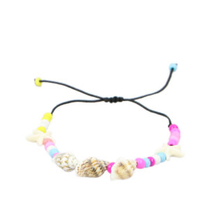 Sea-inspired bracelet with mixed charms and bead detailing on an adjustable cord.