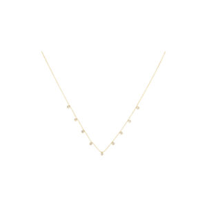 Gold-Tone Stainless Steel Bezel Crystal Drop Station Necklace