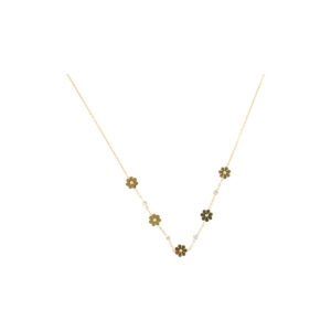 Stainless Steel Daisy Crystal Drop Necklace