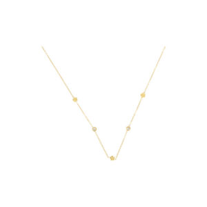 Gold-Tone Stainless Steel Crystal Station Drop Necklace with Textured Beads