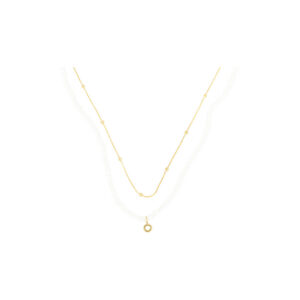 Layered Faux Pearl Beaded Necklace with Crystal Pendant