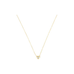 Gold-Tone Delicate Chain Necklace with Crystal Heart Pendant