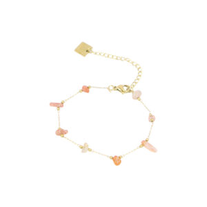 Natural Stone Charm Chain Bracelet with Padlock Pendant