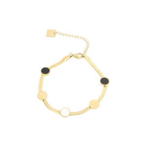 Stainless Steel 18K Gold Plated Layered Circle Charm Bracelet