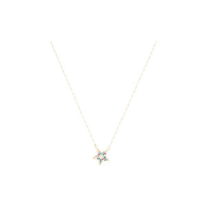 Dainty Beaded Chain Necklace with Multicolour Crystal Star Pendant