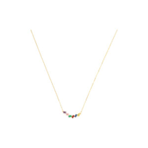 Multicolour Crystal Bar Pendant Necklace with Fine Chain