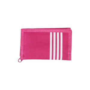Compact Foldable Wallet with Stripe Detail and Zip Closure
