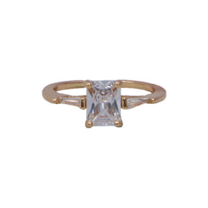Gold Stainless Steel Three Stone Ring