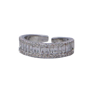Silver Stainless Steel Pave Band Ring