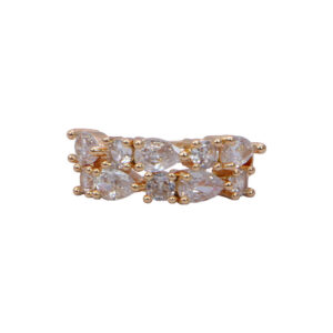 Gold Stainless Steel Baguette Crystal Ring