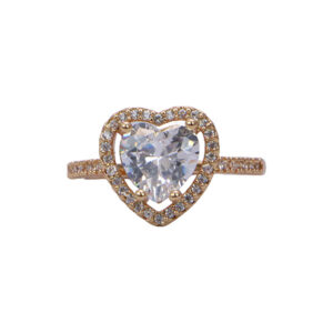 Gold Stainless Steel Heart Crystal Ring