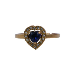Gold Stainless Steel Blue Stone Ring