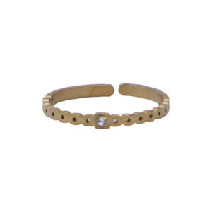 Gold Stainless Steel Beaded Band Ring