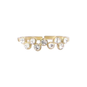 Gold Stainless Steel Black Crystal Ring