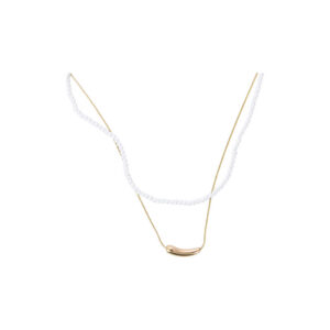 Layered Pearl & Curve Bar Necklace