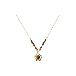 Smoky Beaded Flower Pendant Necklace