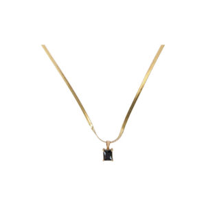 Black Stone Geometric Pendant Snake Chain Necklace