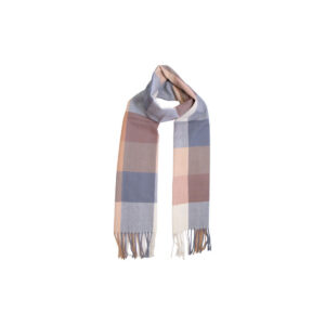 Soft Checked Scarf with Fringed Edges