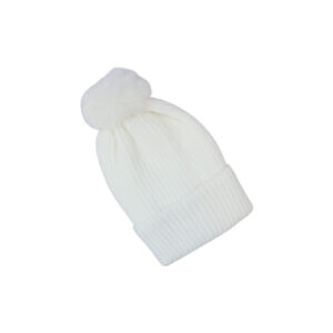 Ribbed Knit Pom Beanie Hat