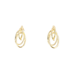 Interlocking Gold Oval Drop Earrings